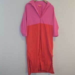 Vintage Vilagallo Vibrant Hot Pink Button-Up Dress